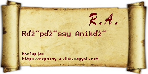 Répássy Anikó névjegykártya